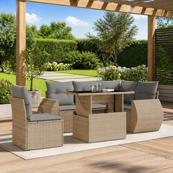 Specifications of 6-Piece Outdoor Sofa Set with Beige Cushions