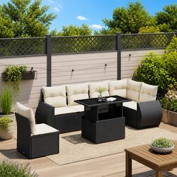 Specifications for 7 Piece Outdoor Sofa Set in Black