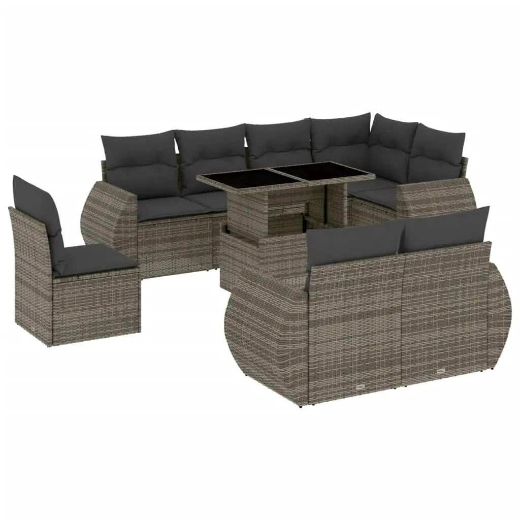 Garden Sofa Set Outdoor Furniture 9 Piece Modular Grey Poly Rattan