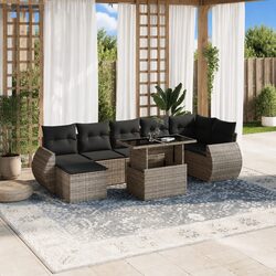 Garden Sofa Set - 8 Pieces of Modular Grey Rattan Furniture