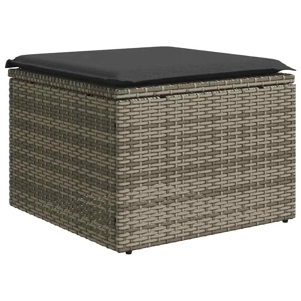 8 Piece Outdoor Garden Sofa Set for Patio Grey Poly Rattan with Cushions