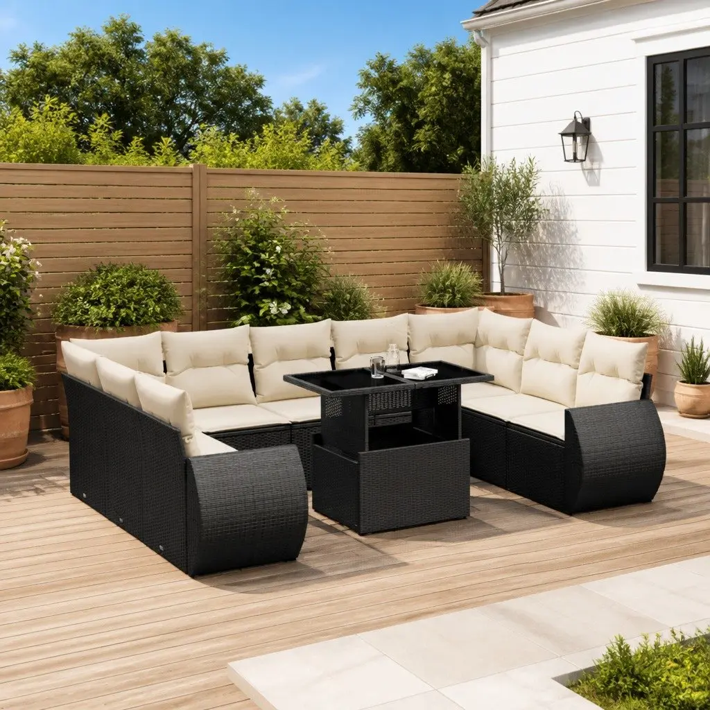 10 Piece Garden Sofa Set Outdoor Furniture Patio Lounge Black