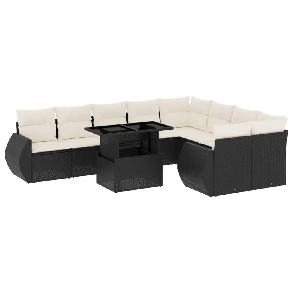 Modular Garden Sofa Set 10 Piece Outdoor Lounge Furniture Black Patio