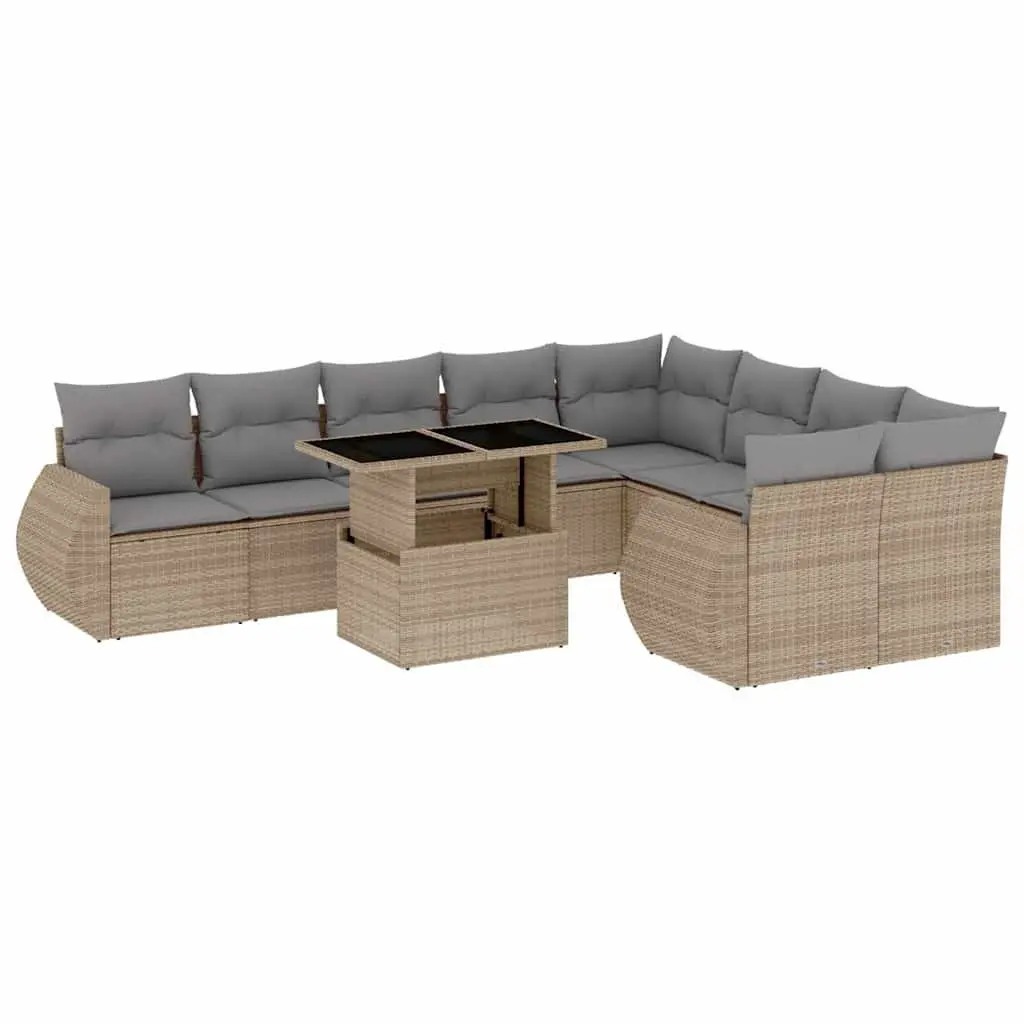 Garden Sofa Set Outdoor Furniture Patio 10 Piece Modular Beige Cushions