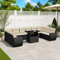 11-Piece Garden Sofa Set in Black - Dimensions and Features