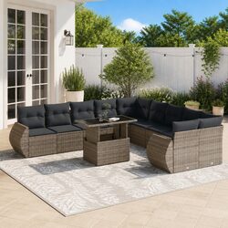 Garden Sofa Set 11 Piece Outdoor Furniture with Cushions Grey Modular Patio