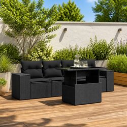 Specifications of Black Poly Rattan 5 Piece Garden Sofa Set