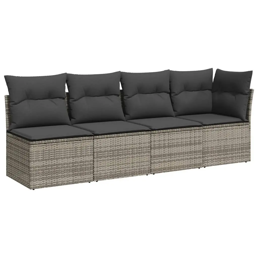 5 Piece Garden Sofa Set Outdoor Patio Furniture Grey Poly Rattan Cushions