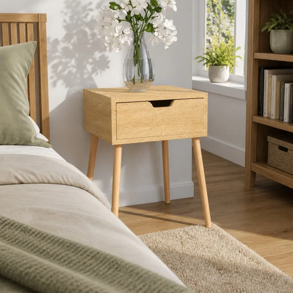 Brown Engineered Wood Nightstand