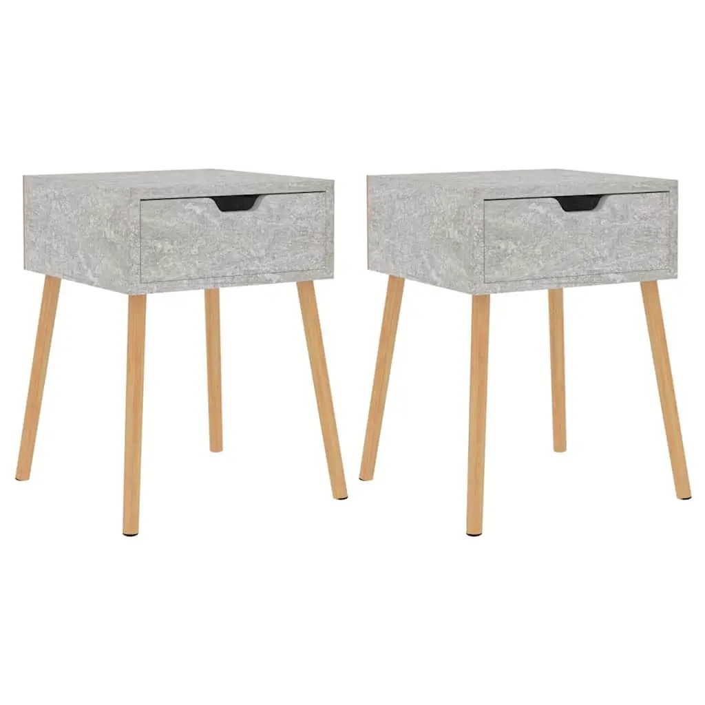 Bedside Cabinets Set of 2 Grey 40x40x56 cm Engineered Wood Nightstand