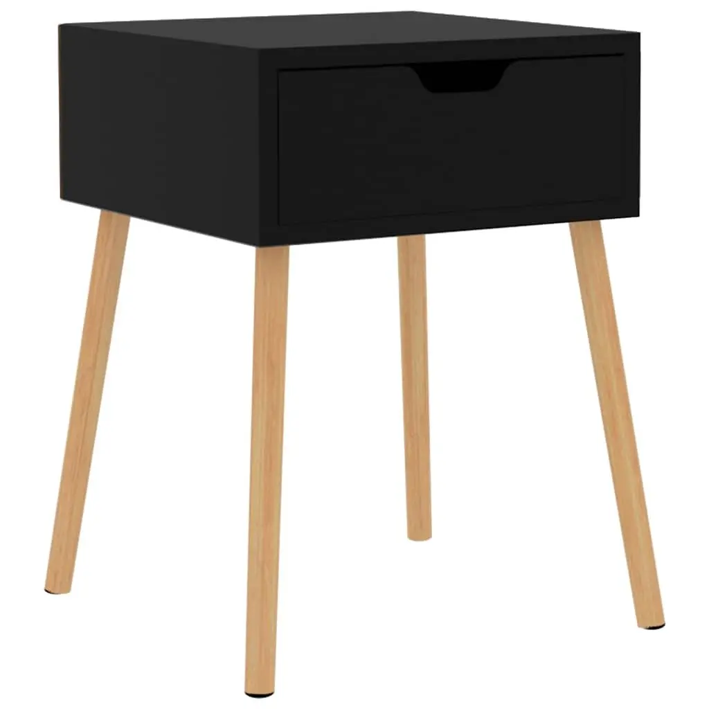 Bedside Table Black High Gloss Modern Engineered Wood 40x40x56cm