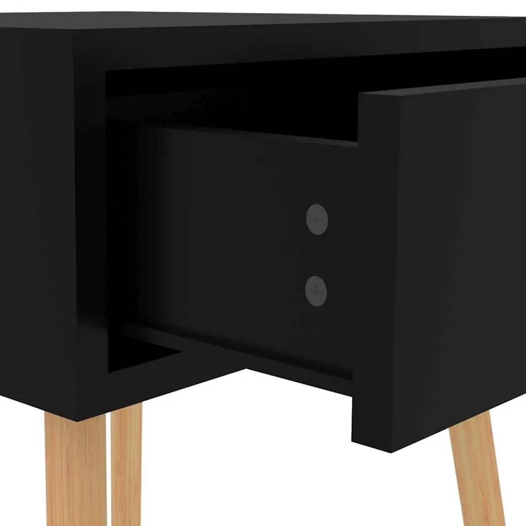 Bedside Table Black High Gloss Modern Engineered Wood 40x40x56cm