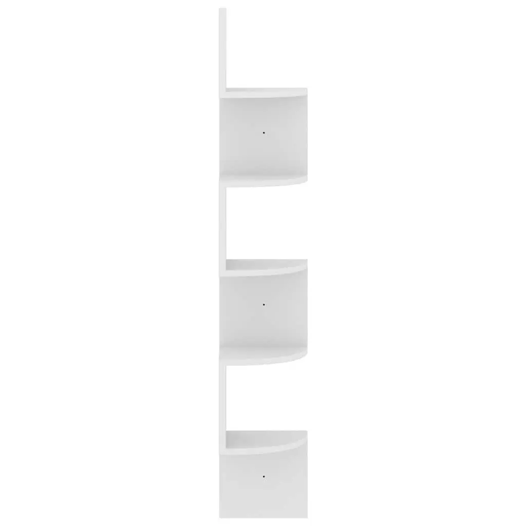 White Engineered Wood Wall Corner Shelf 19x19x123cm