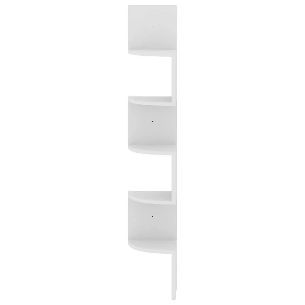 White Engineered Wood Wall Corner Shelf 19x19x123cm