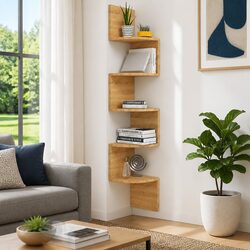 Wall Corner Shelf: 19x19x123 cm in Brown Sonoma Oak