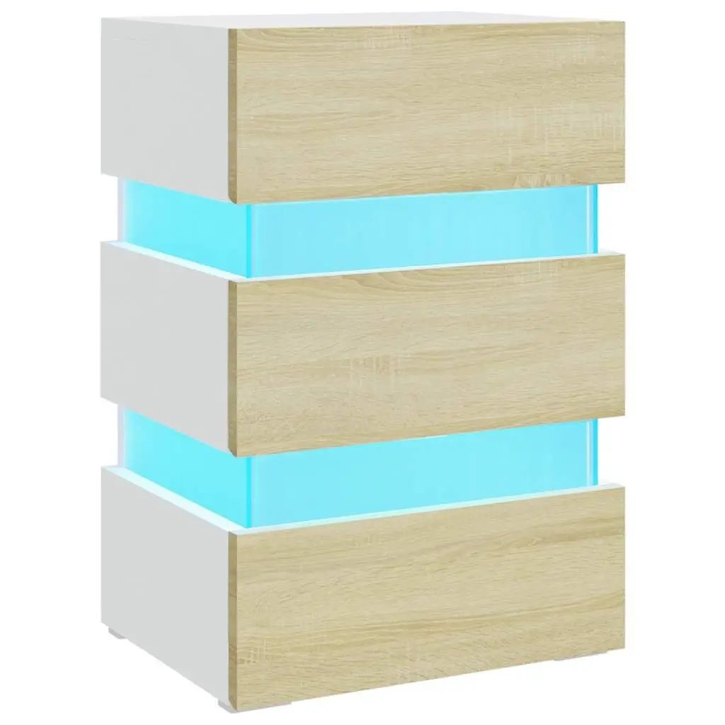 LED Light Storage Nightstand with Engineered Wood