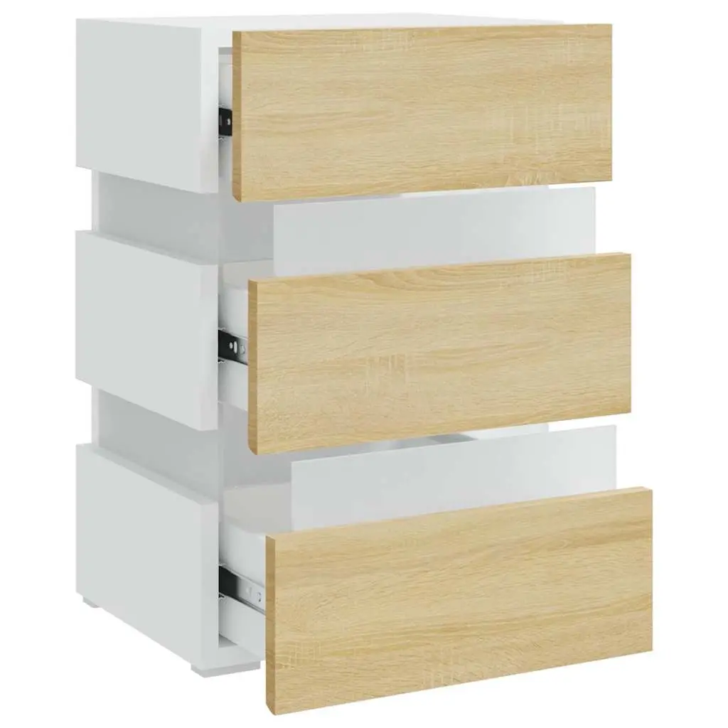 LED Light Storage Nightstand with Engineered Wood