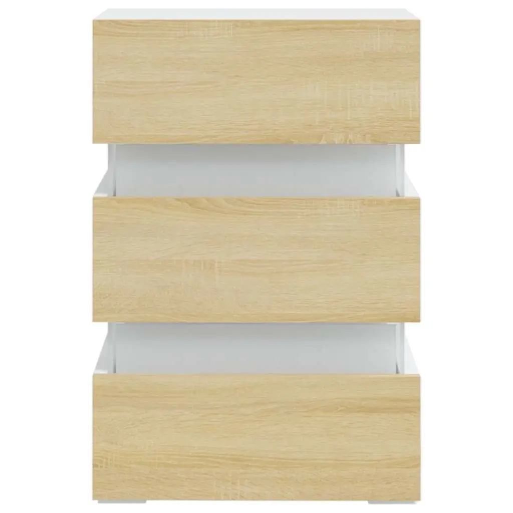 LED Light Storage Nightstand with Engineered Wood