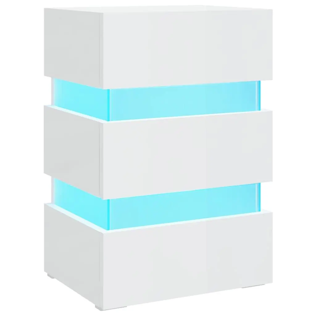 High Gloss White LED Bedside Cabinet
