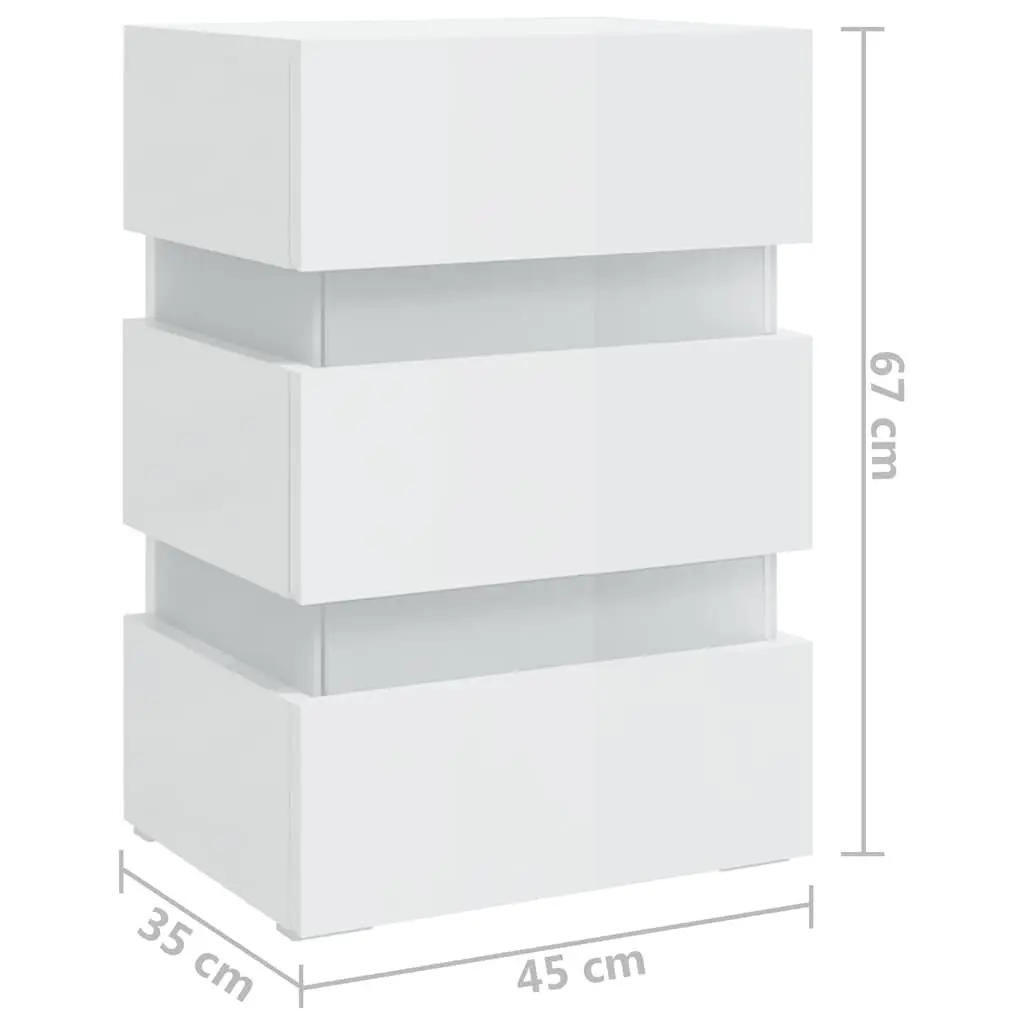 High Gloss White LED Bedside Cabinet