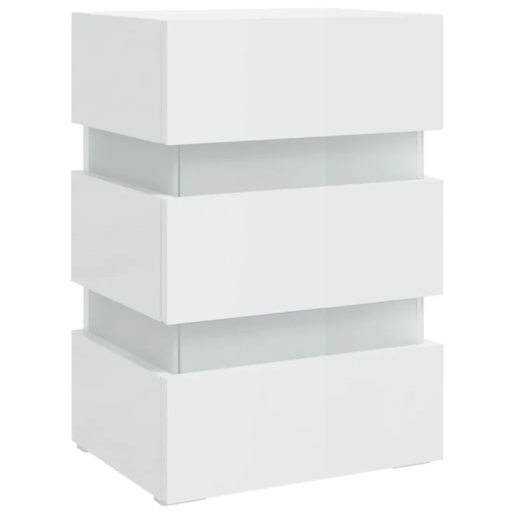 High Gloss White LED Bedside Cabinet