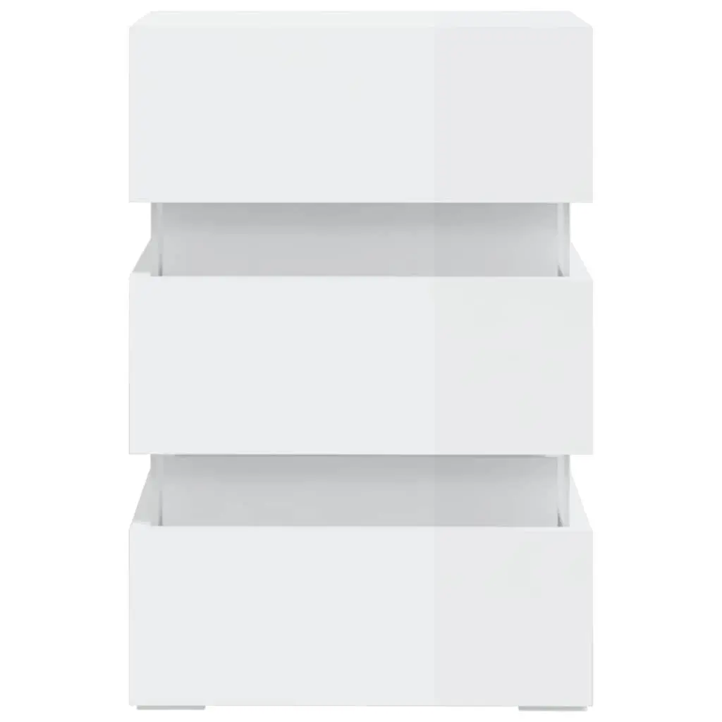 High Gloss White LED Bedside Cabinet