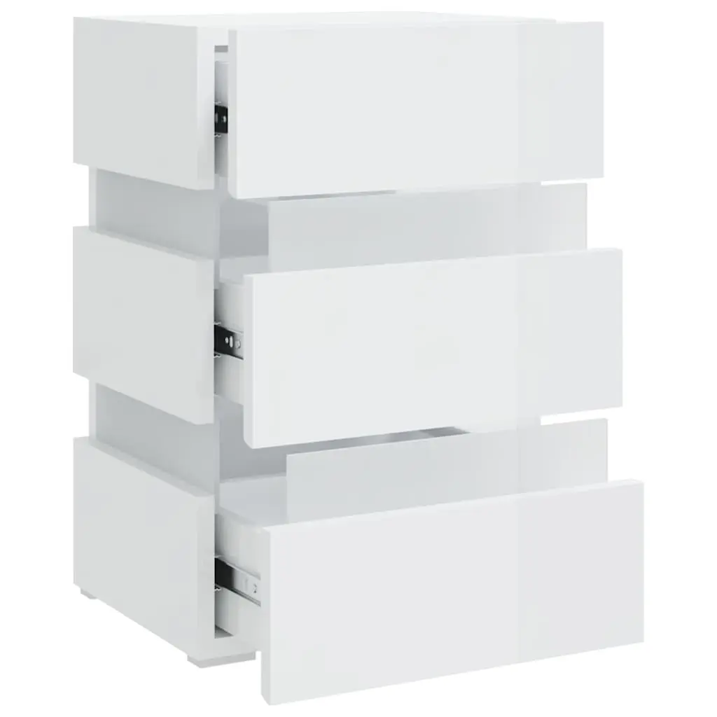 High Gloss White LED Bedside Cabinet