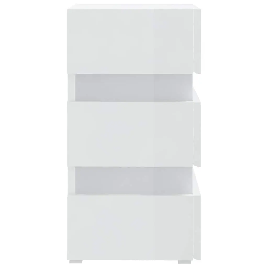 High Gloss White LED Bedside Cabinet