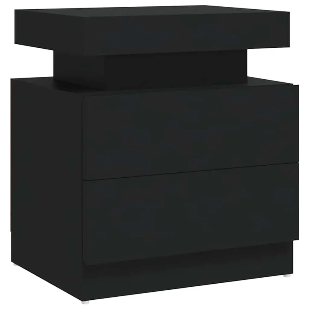 Black Engineered Wood Nightstand