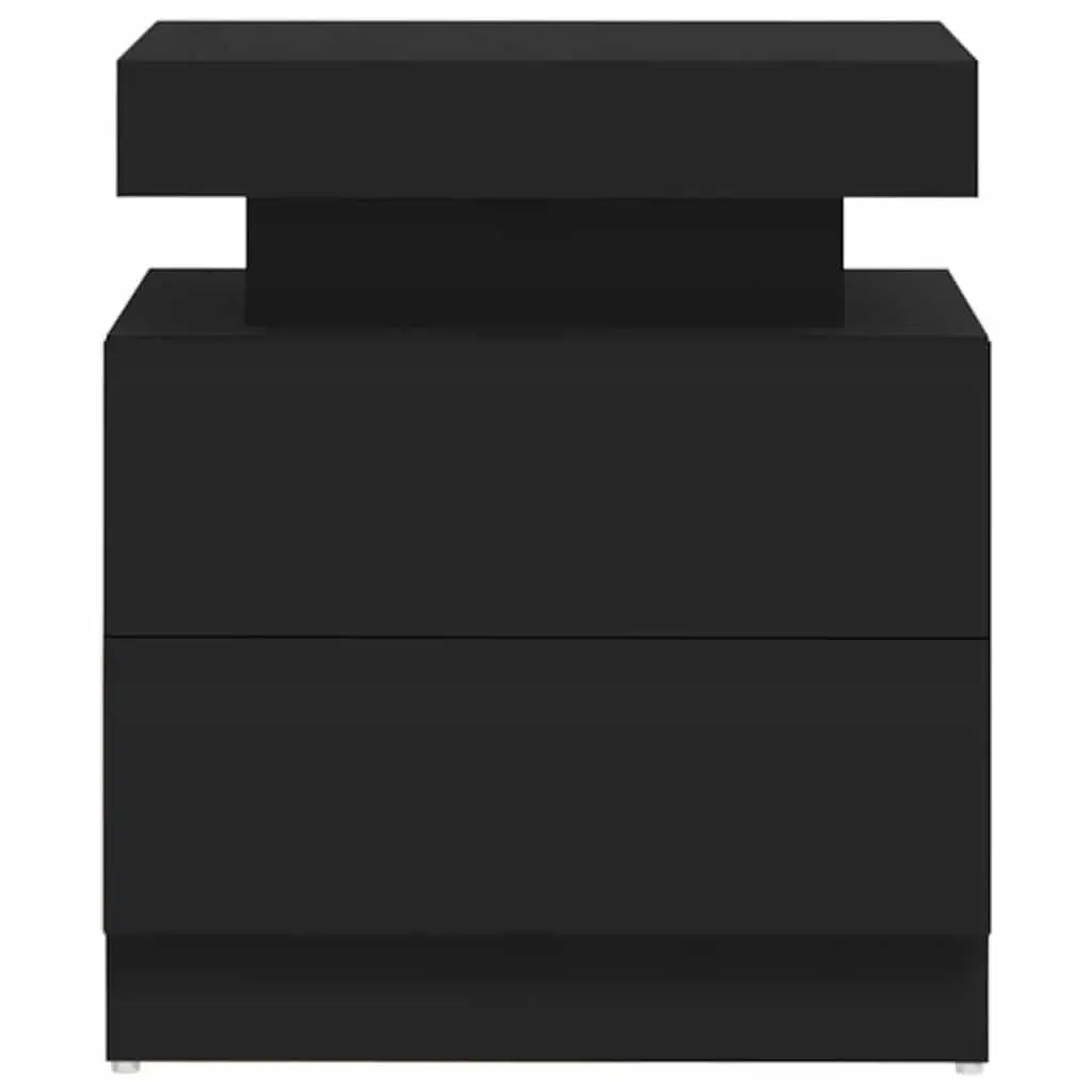 Black Engineered Wood Nightstand