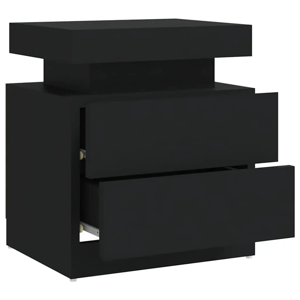 Black Engineered Wood Nightstand