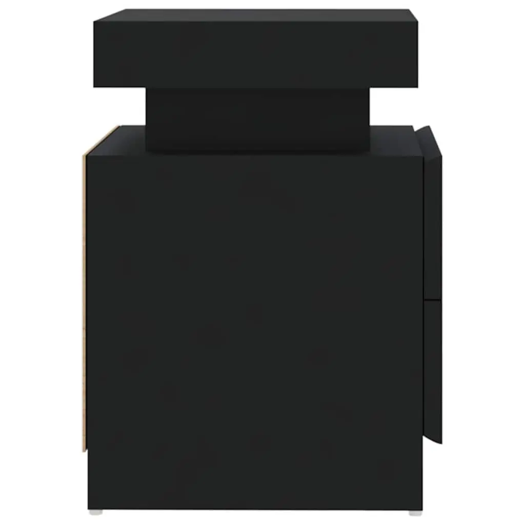 Black Engineered Wood Nightstand