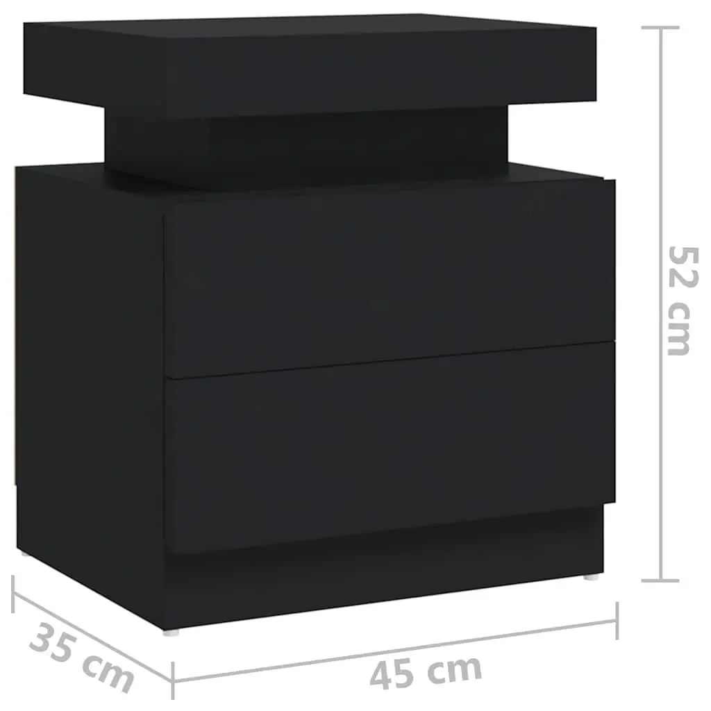 Black Engineered Wood Nightstand