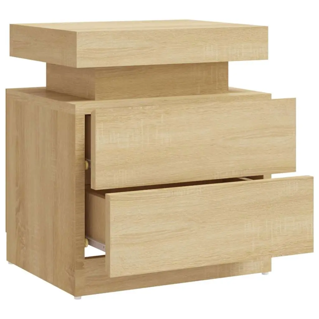 Bedside Cabinet Nightstand Storage Table Brown Engineered Wood 45x35x52 cm