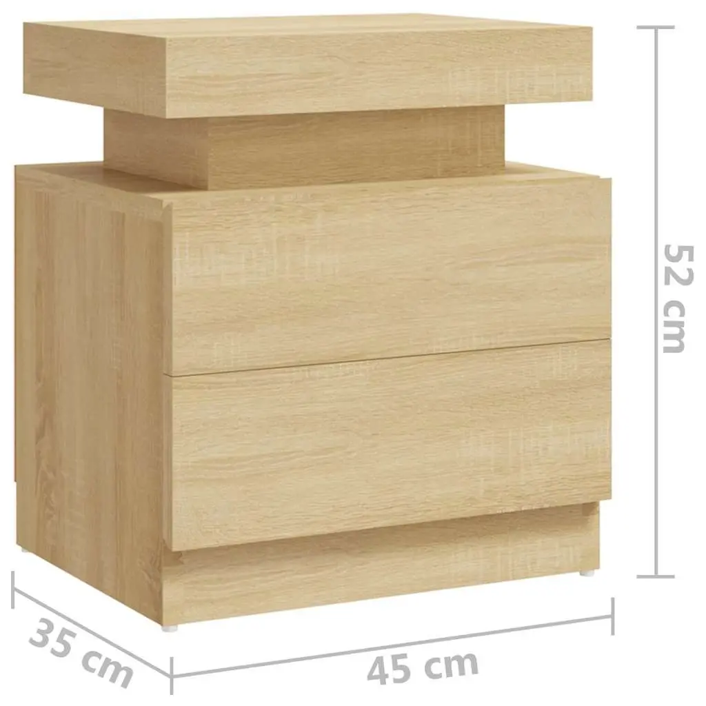 Bedside Cabinet Nightstand Storage Table Brown Engineered Wood 45x35x52 cm