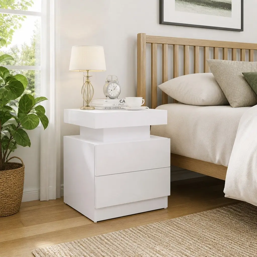 White High Gloss Bedside Table