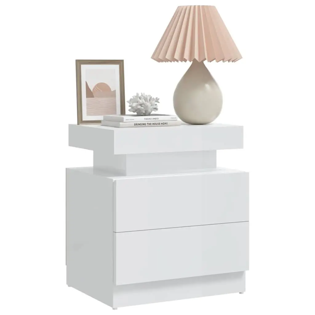White High Gloss Bedside Table