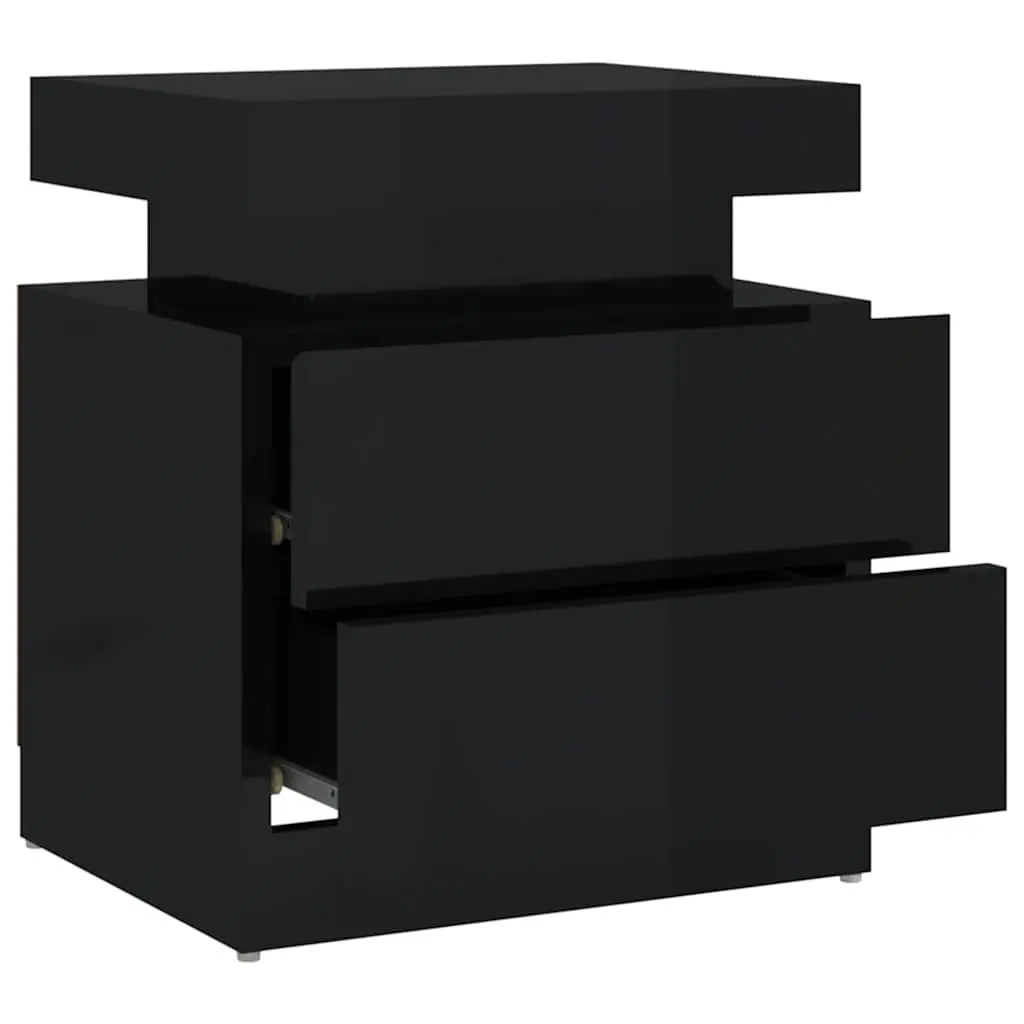 Bedside Cabinet High Gloss Black Nightstand Storage Table Bedroom Furniture