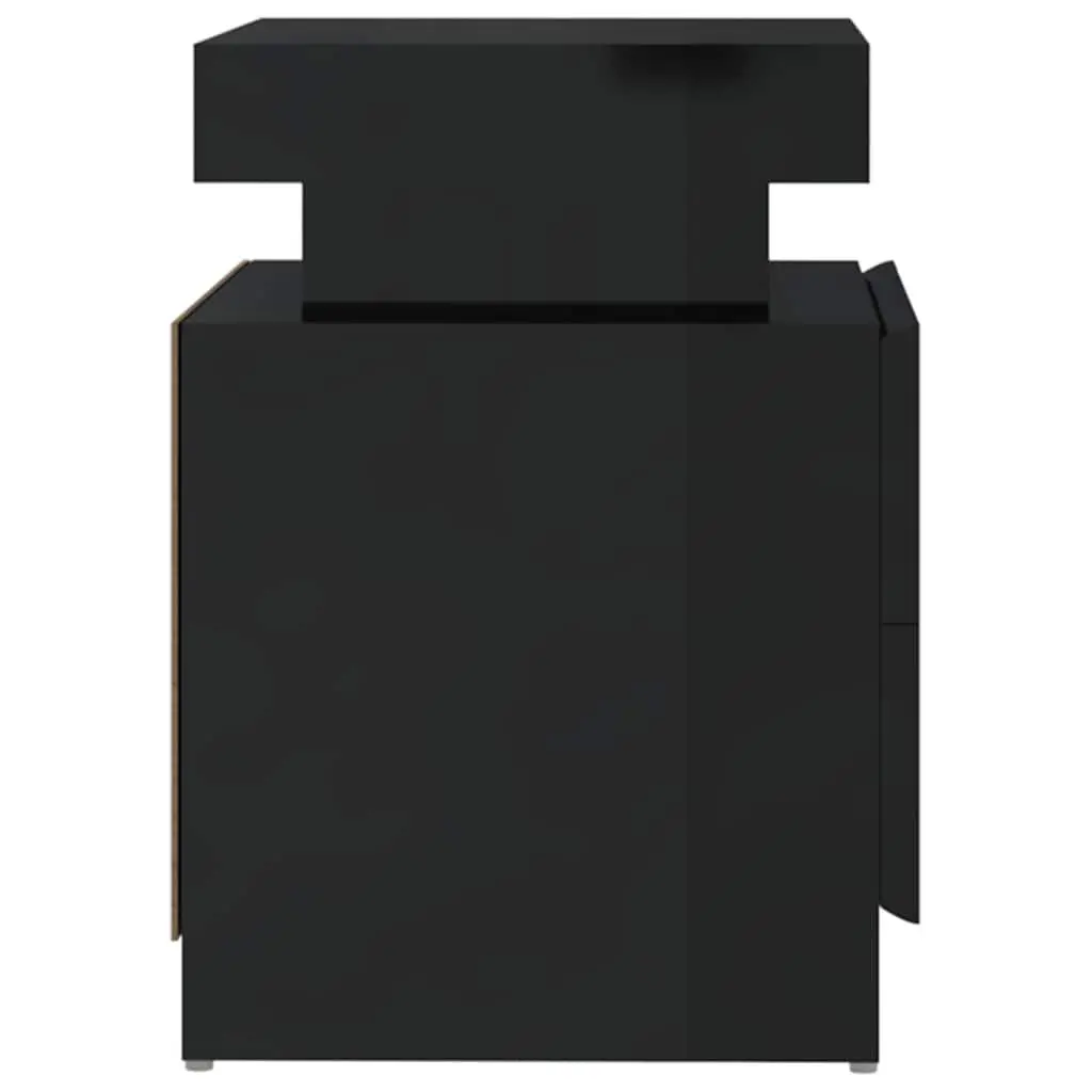 Bedside Cabinet High Gloss Black Nightstand Storage Table Bedroom Furniture
