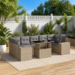 8-Piece Beige Garden Sofa Set – Dimensions and Features