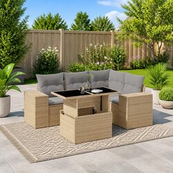 5 Piece Rattan Garden Sofa Set - Dimensions & Specs