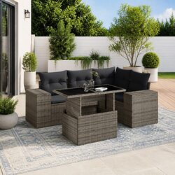 Specifications of 5-Piece Outdoor Sofa Set in Grey