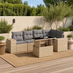 Specifications of 6 Piece Garden Sofa Set - Beige Rattan