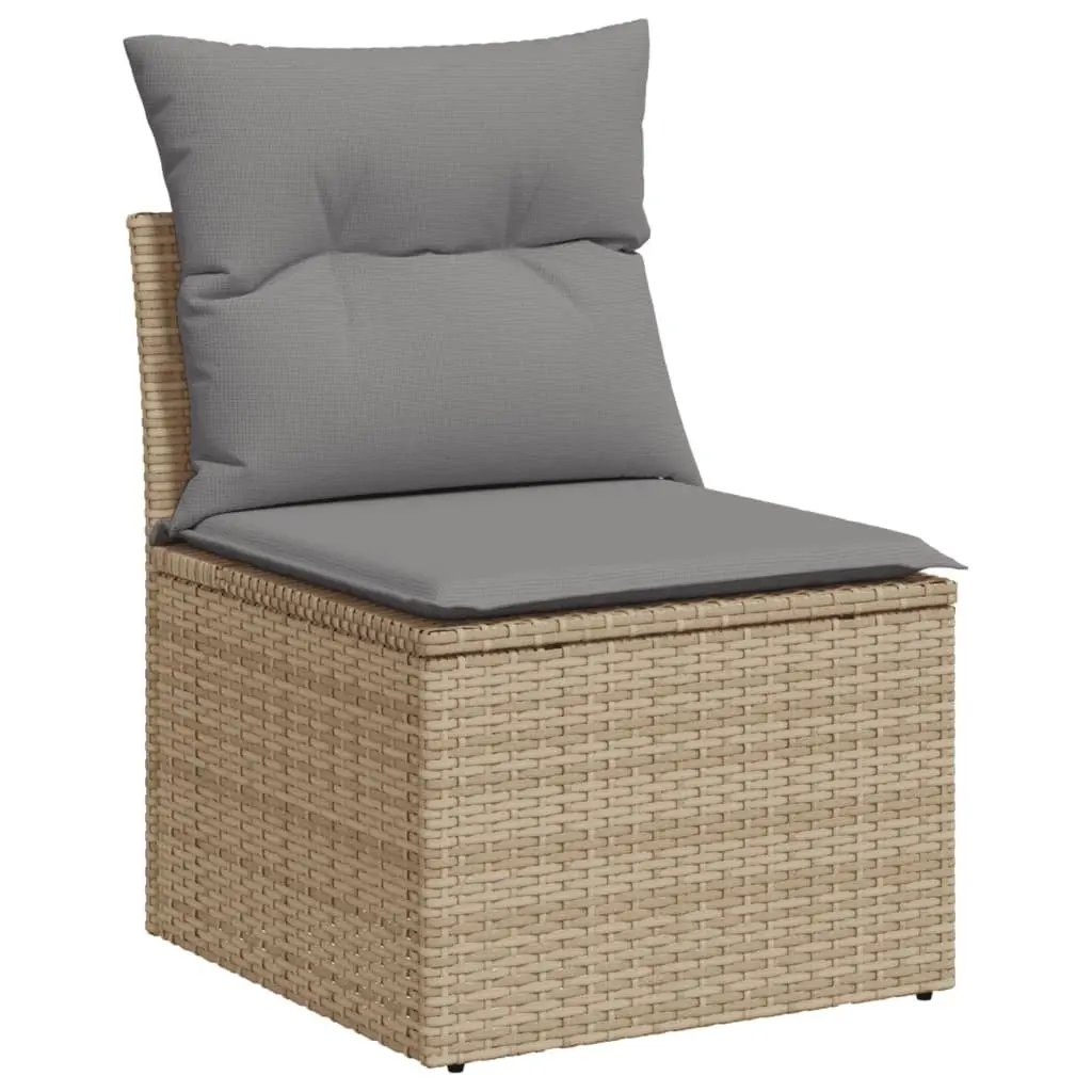 6 Piece Garden Sofa Set Outdoor Use Beige Poly Rattan with Cushions
