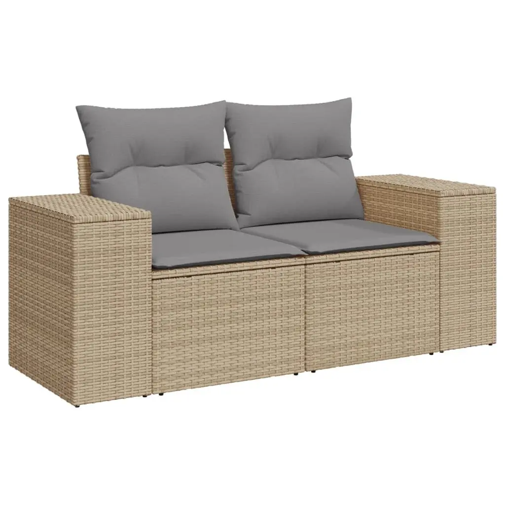6 Piece Garden Sofa Set Outdoor Use Beige Poly Rattan with Cushions