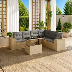 Specifications for 7-Piece Beige Rattan Garden Sofa Set