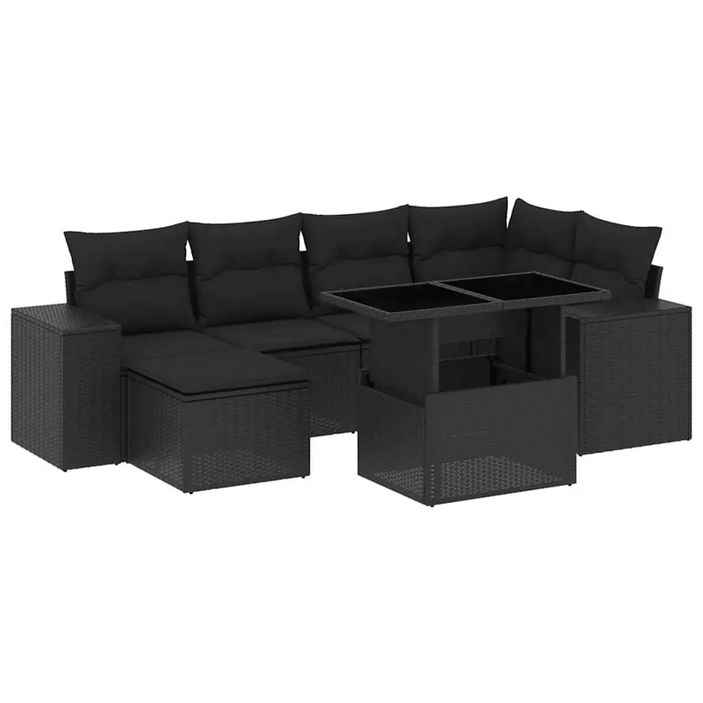 Garden Sofa Set Outdoor Furniture Modular Black 7 Piece