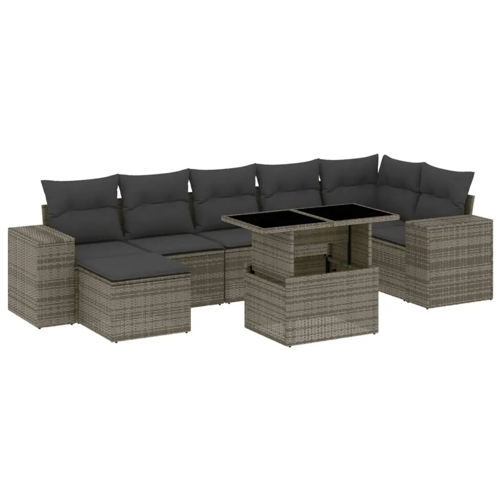 8 Piece Modular Garden Sofa Set in Grey Poly Rattan