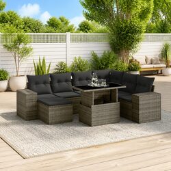Specifications for 8-Piece Grey Garden Sofa Set with Adjustable Table