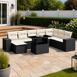 Specifications of 9 Piece Black Outdoor Garden Sofa Set